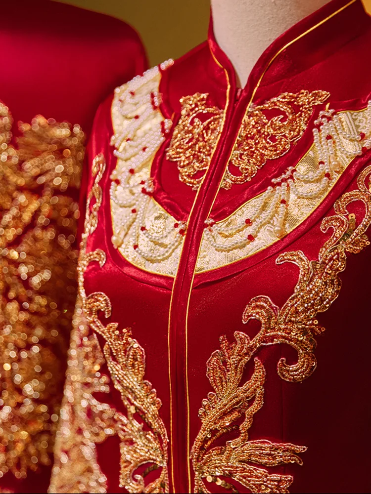 חדש סינית מסורתית שמלת רקמת חרוזים אירועים גבוה Quaity קלאסי Cheongsam סין צ ' יפאו הגומי для восточных - 4