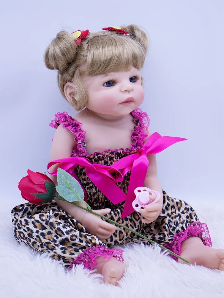 55cm Bebes צעצוע מחדש בובת סיליקון מחדש את הבובה חמוד אמיתי רך שיער בלונדיני הפעוט הנסיכה Bonecas ילדה מתנה צעצוע - 4