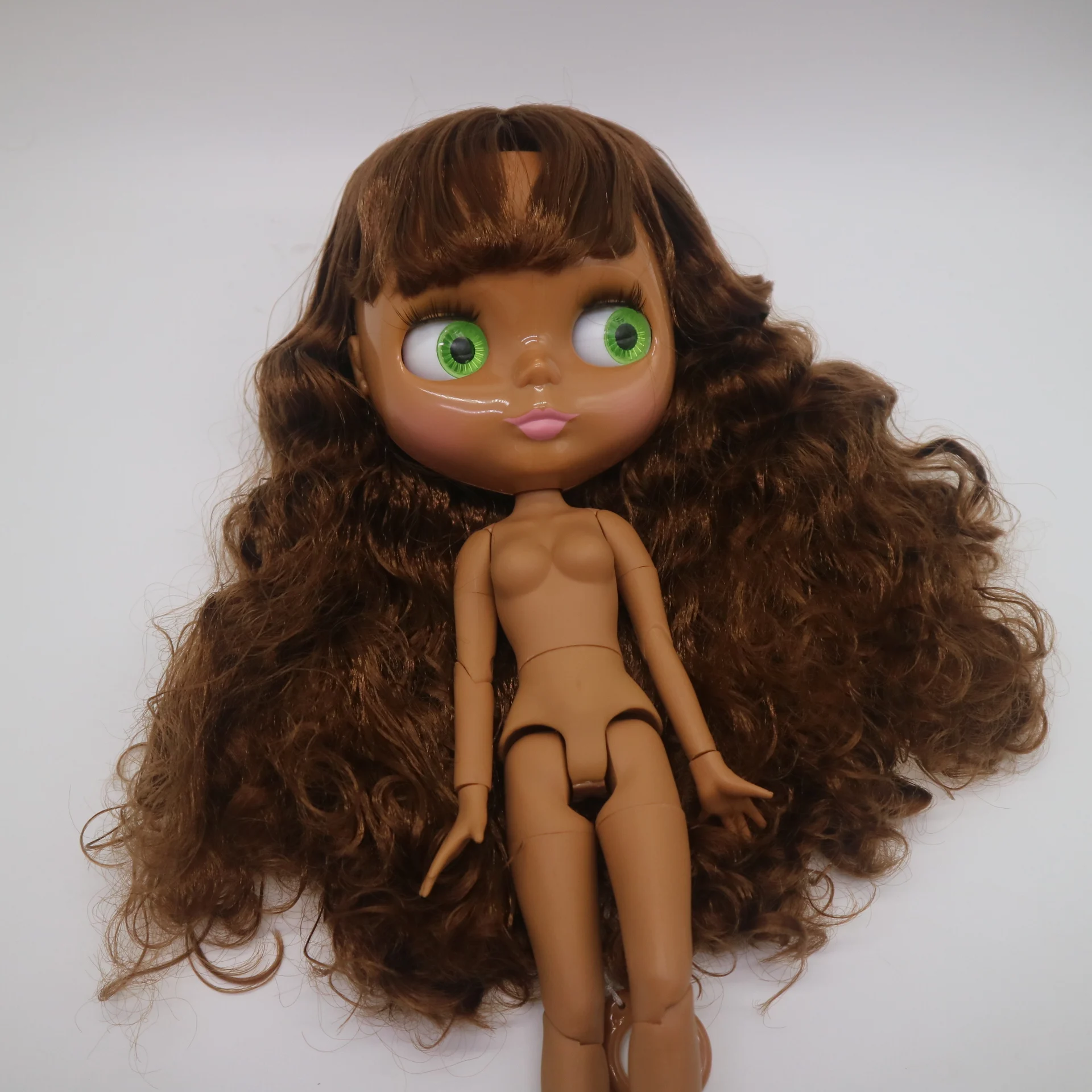 עלות משלוח חינם עירום Blyth בובות עם משותפת הגוף מפרקי הבובה DIY(עור כהה בובה) - 4