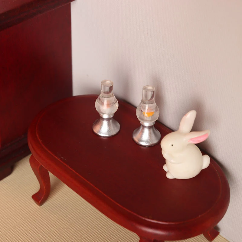 בית בובות פמוט בית בובות מיניאטורי אביזרים מיני הנר עם בסיס סימולציה פמוט דגם בית הבובות - 4