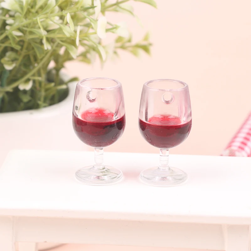 4pcs מיניאטורי יין אדום כוס יין כוסות הבובות מזונות מצרכים מטבח פייה בגן קישוטים - 4