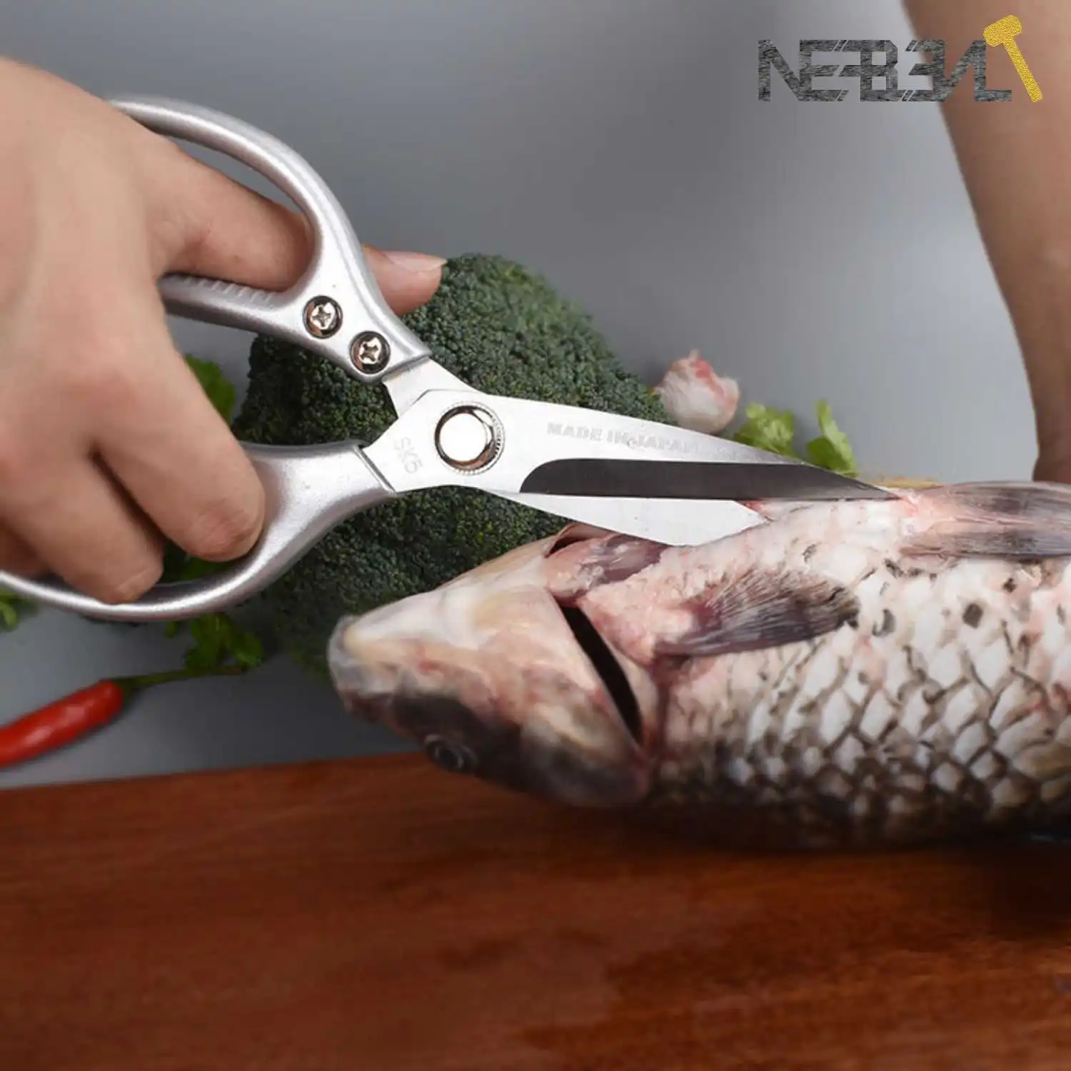 NEFBENLI מטבח, מספריים אל חלד הכבדות מזמרה לחיתוך עוף בשר בקר עופות דגים בשר ירקות מספריים מטרה - 4
