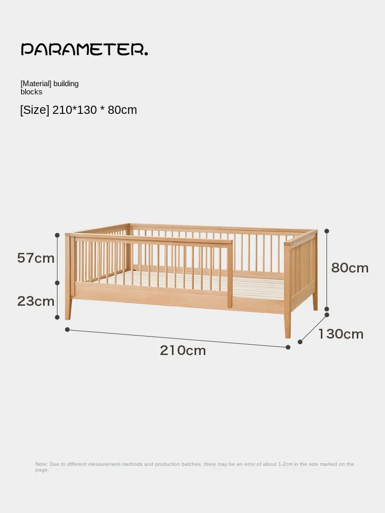 אישית קטנה בעריסה תפרים מיטת ילדים, מיטה עם גדר עץ מלא תינוק מיטת יחיד - 4
