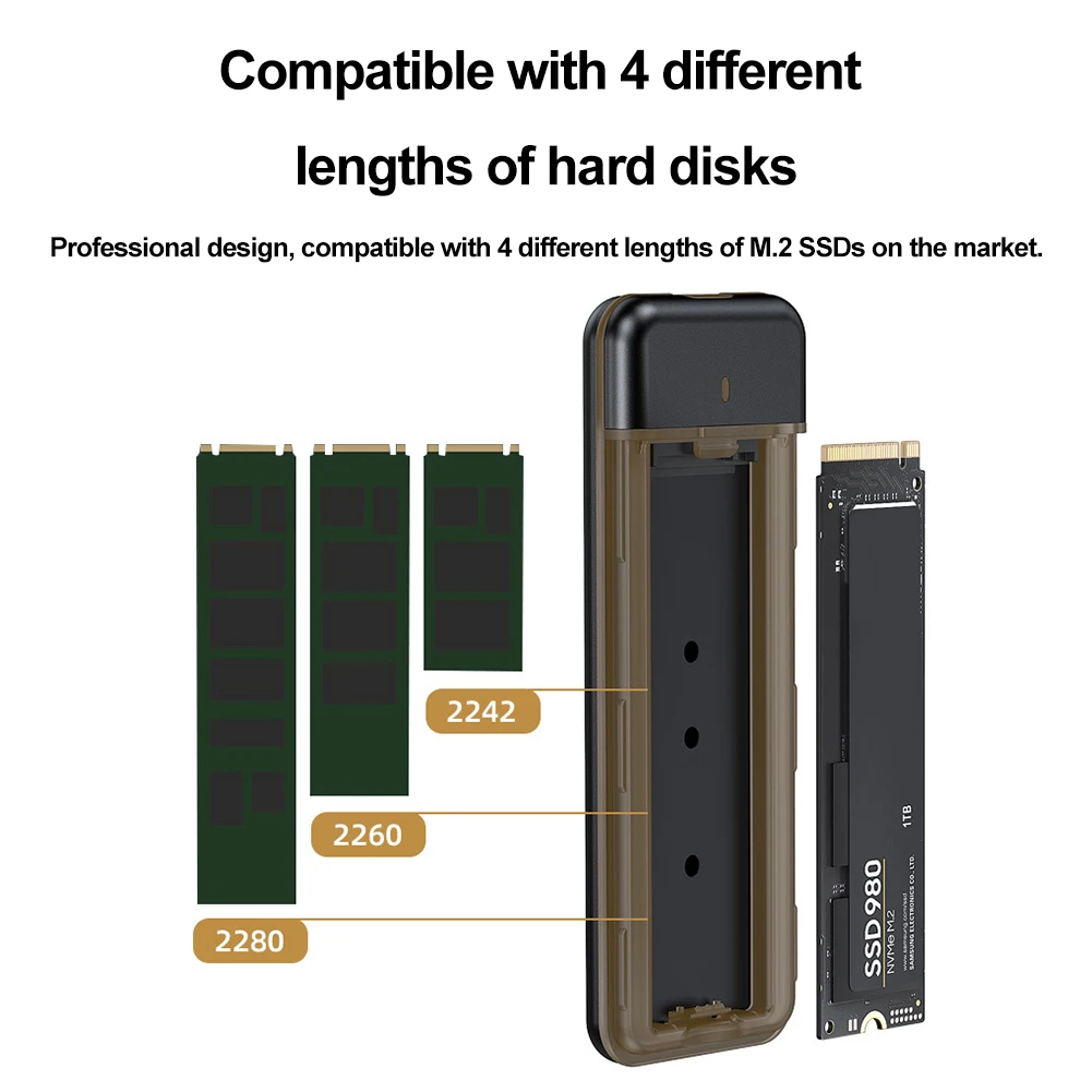 M. 2 NVMe/NGFF כונן קשיח חיצוני USB3.1 10Gbps נייד חיצוני SSD מקרה ב ' -מפתח מ-המפתח אור LED עבור M. 2 SSD 2230 2242 2260 2280 - 4