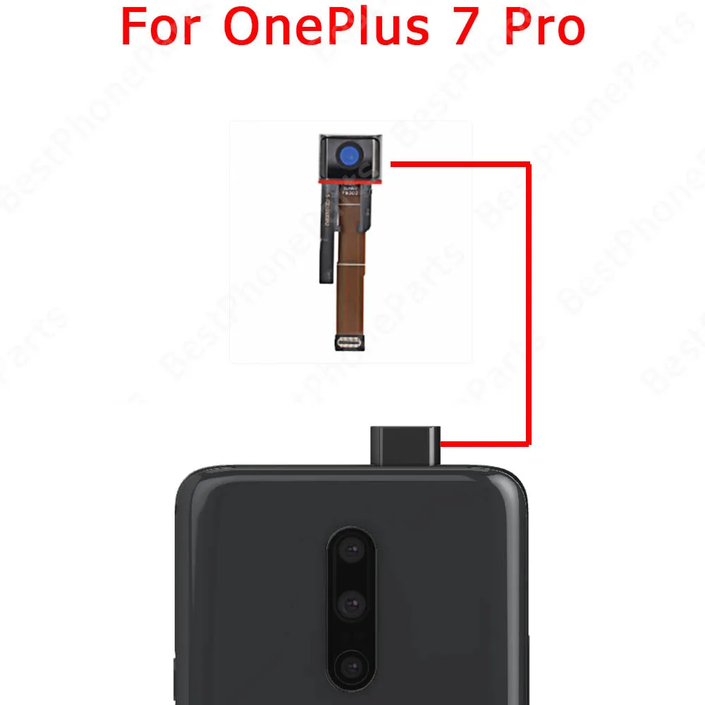 לפני Selfie גדול מודול המצלמה עבור Oneplus 7 Pro 1+ 7T 5G אחד ועוד מבט אחורי אחורי מקורי מול חלקי חילוף להגמיש כבלים - 4
