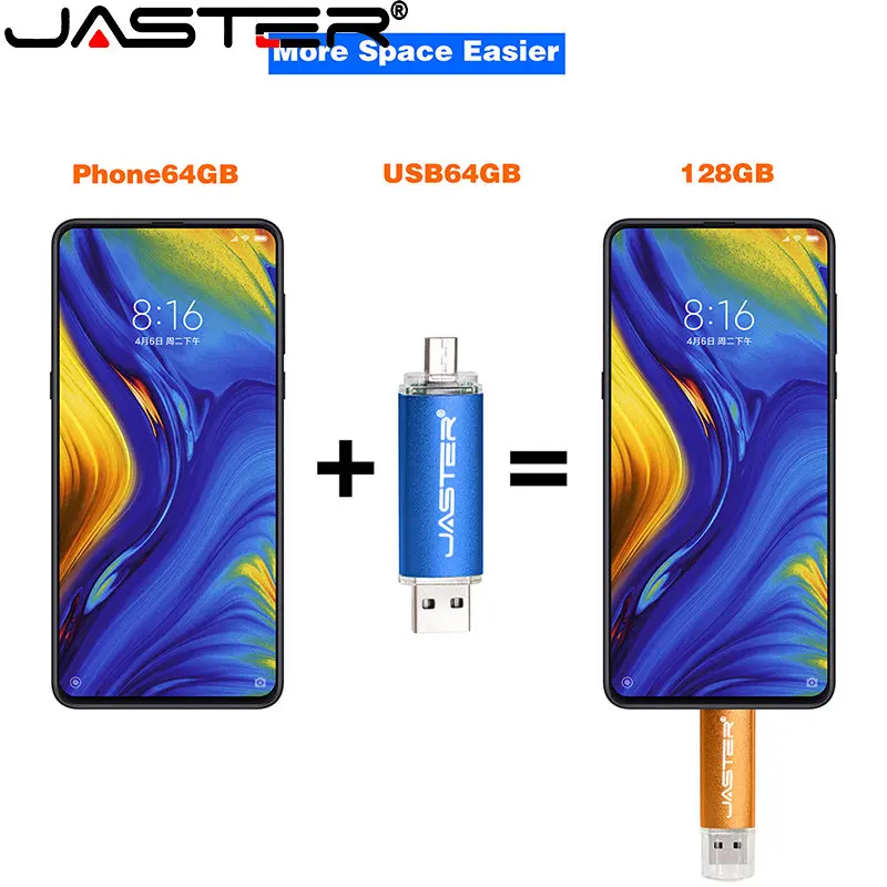 ג ' סטר צבע OTG Flash Drive 64GB מגיע עם דיסק 32GB USB 2.0 16GB עט כונני 4GB מתנות מפתח שרשרת מקל זיכרון אחסון חיצוני - 4