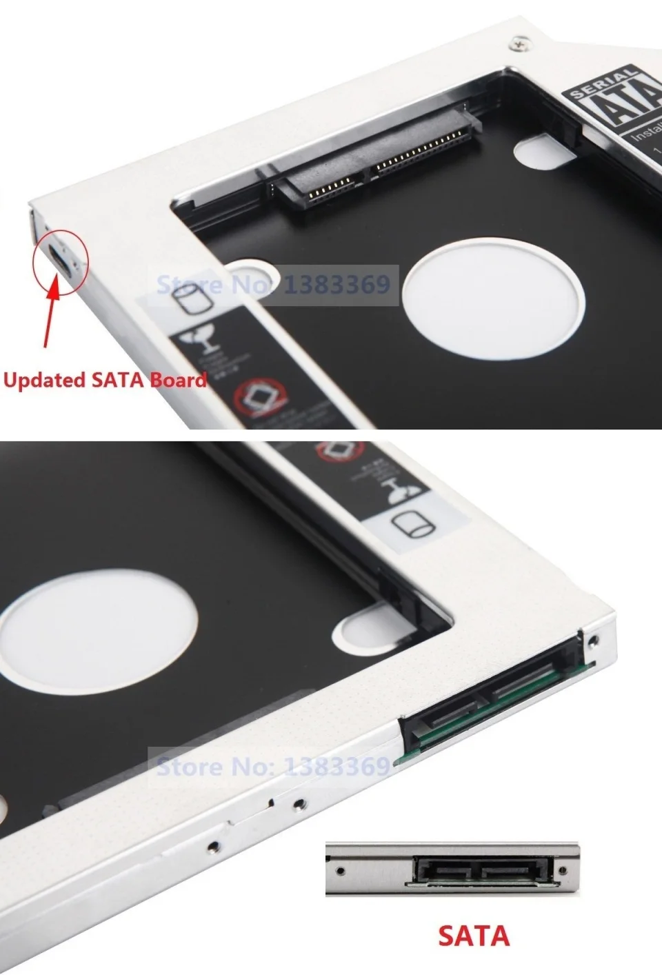 SATA 2 כונן קשיח SSD HDD מודול הקאדילק מתאם מסגרת המגש עבור Lenovo V110-14ISK V110-14IKB עם לוחית לוח הבקרה סוגריים. - 4