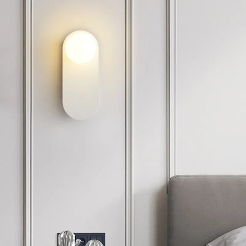 נורדי LED מנורת קיר זכוכית מינימליסטי כתום פמוטי קיר חדר השינה, הסלון למסדרון קישוט אסתטי גופי תאורה - 4