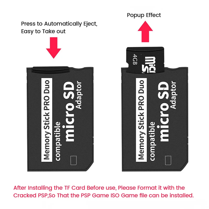 Memory Stick Pro Duo מיני MicroSD TF MS מתאם SD, SDHC Card Reader עבור Sony & PSP סדרה - 4