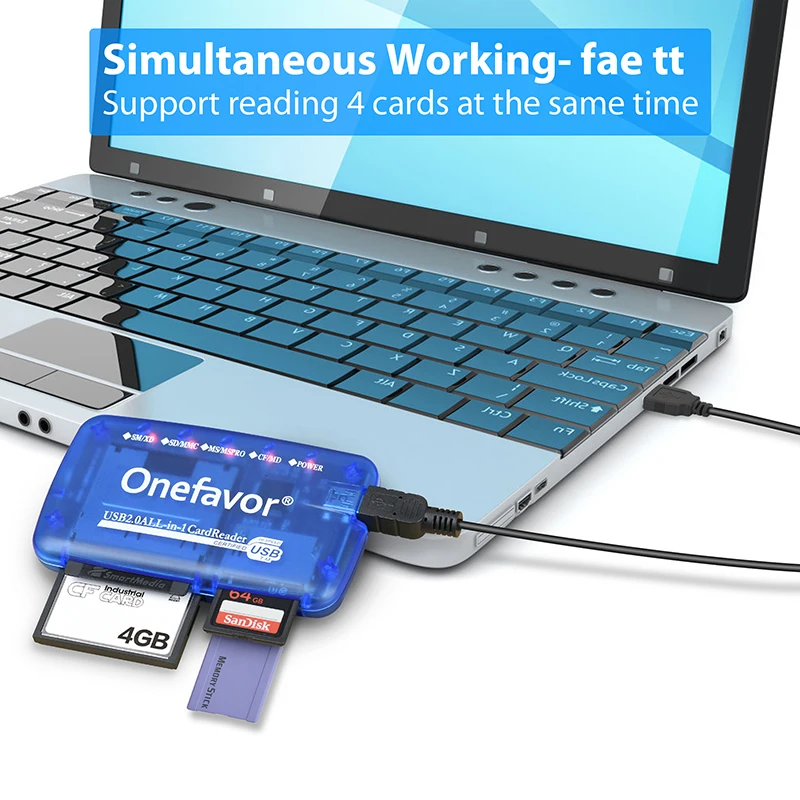 Onefavor 5-in-1 SM קורא כרטיסי 100% מקור המצלמה MS מקל זיכרון SD כרטיס זיכרון XD מקל ארוך כרטיס CF הרב-תכליתית כרטיס הקורא - 4