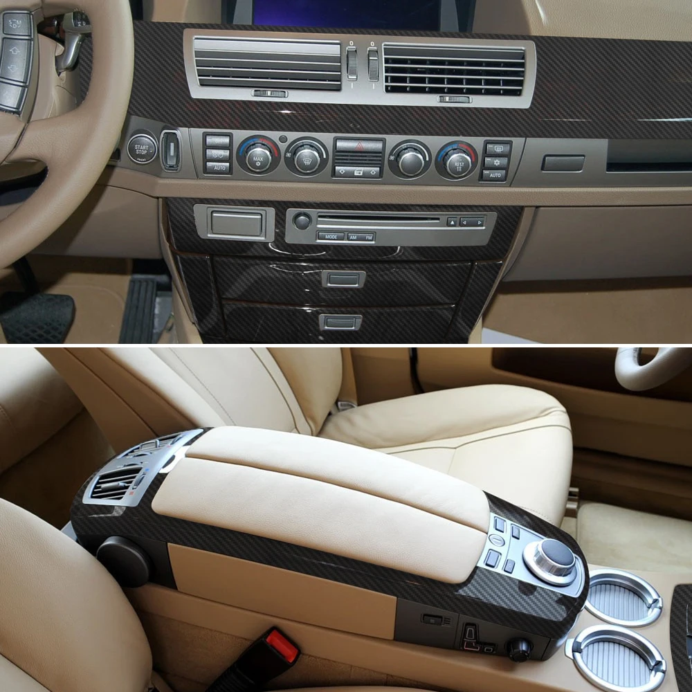 המכונית-עיצוב 5D סיבי פחמן רכב פנים במרכז הקונסולה שינוי צבע דפוס מדבקות מדבקות עבור ב. מ. וו סדרה 7 E65 E66 2002-2008 - 4