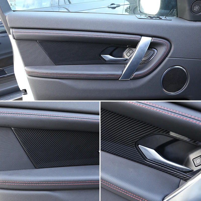 4pcs דלת המכונית הפנימי להתמודד עם פנל קישוט מכסה לקצץ את שרירי הבטן סיבי פחמן עבור לנד רובר דיסקברי ספורט 2020 הפנים אביזרים - 4