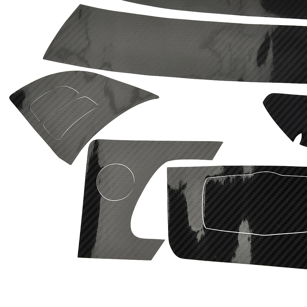 הפנים מדבקה המחוונים לקצץ קישוטים מדבקות ויניל מבריק שחור סיבי פחמן דפוס עבור ב. מ. וו X5 E70 2007-2013 - 4