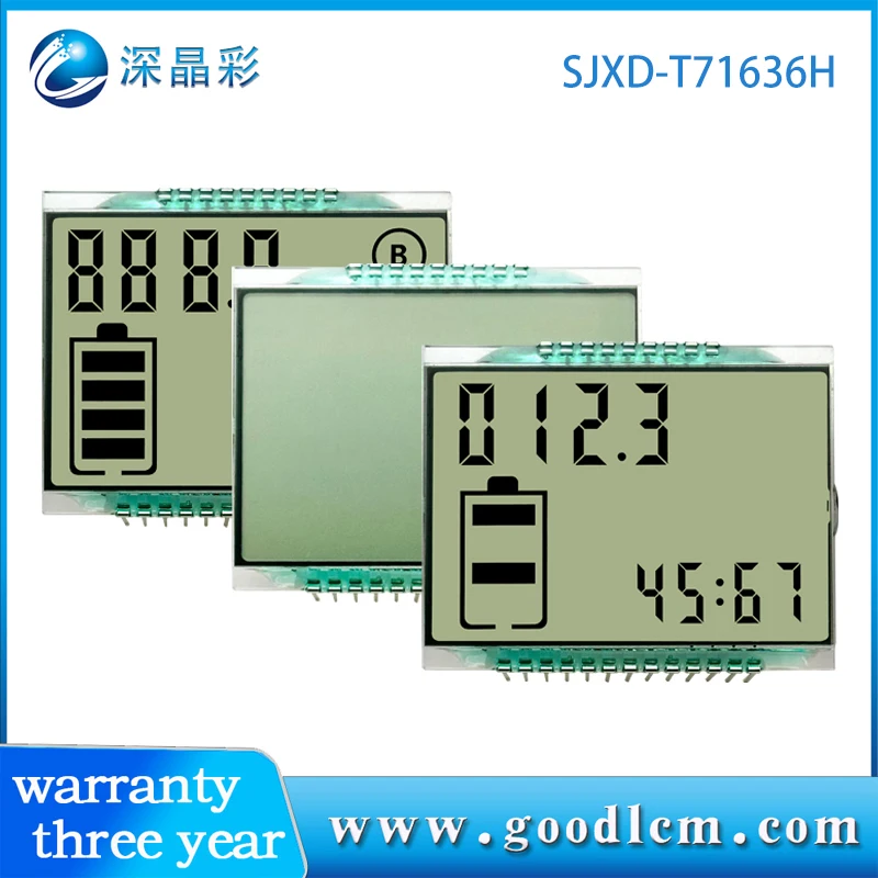 T71636H אחסון אנרגיה שבורה קוד LCD מסך TN חיובי 3.0 v lcd 7 בצבע אחד מותאם אישית מגזר תצוגת lcd - 4