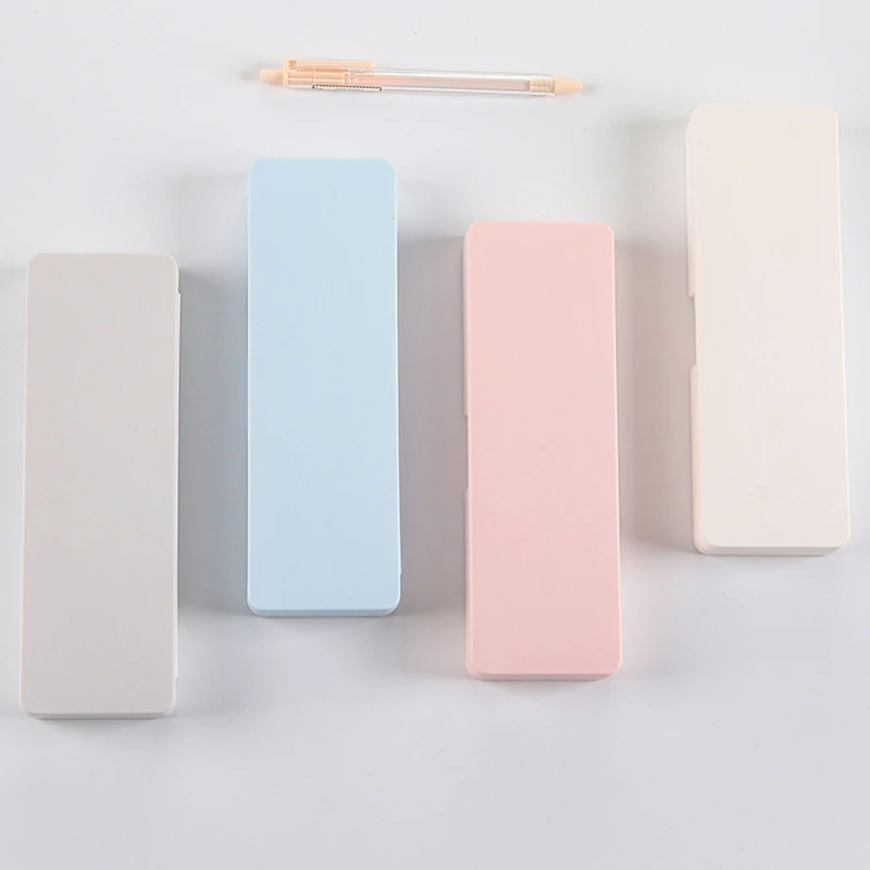 1Pcs Kawaii פשוט קלמר פלסטיק חלבית הקלמר קיבולת גבוהה קופסא לאחסון כלי כתיבה ספר, ציוד משרדי - 4