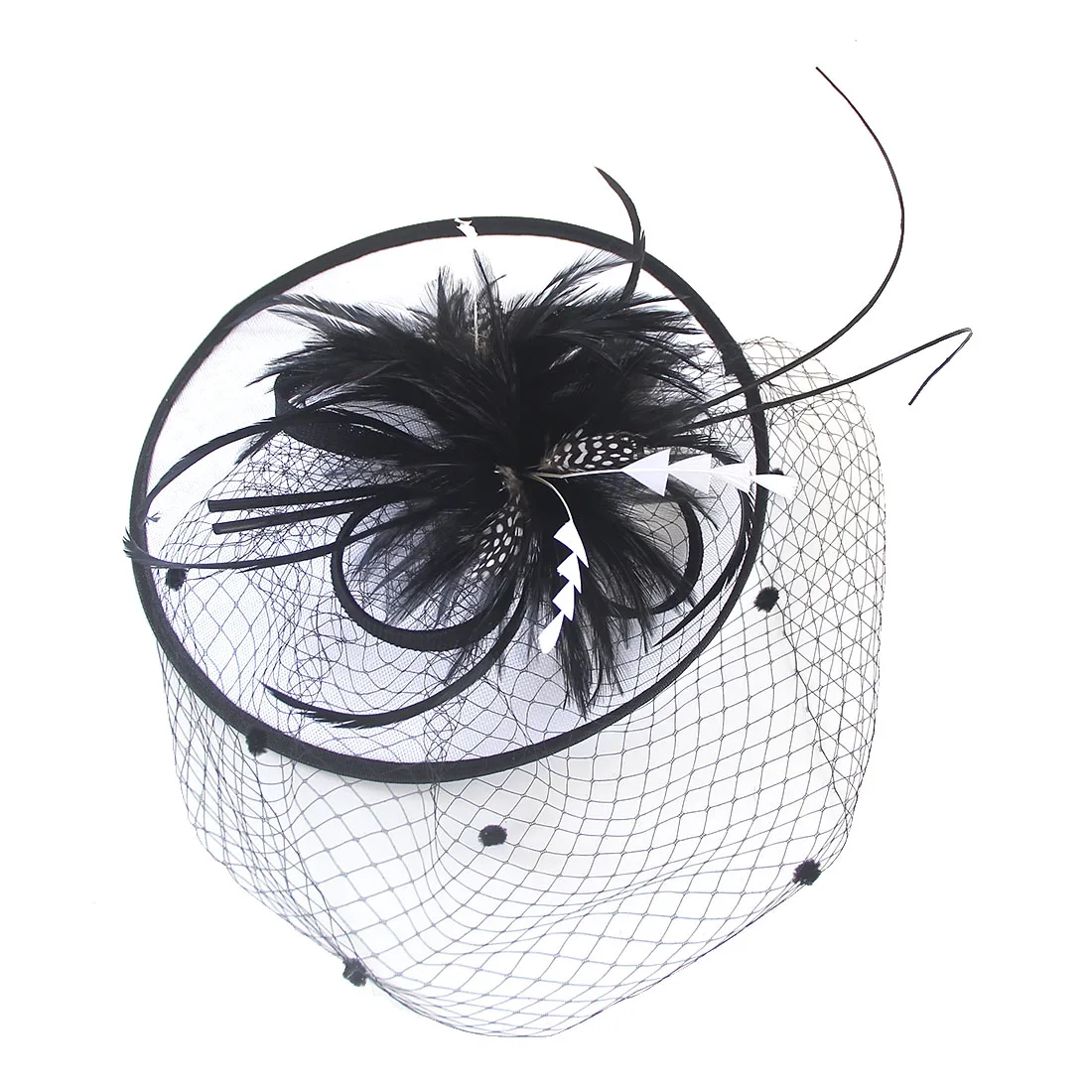 ליידי פרח Fascinator כובע, נשים נוצות רשת לשיער עם קליפ, כלה, חתונה, קוקטייל מסיבת התה הכובעים - 4