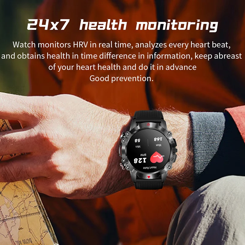 חדש שעון חכם חיצוני ספורט שלוש ההגנות Smartwatch מסך AMOLED 450mAh חיי סוללה ארוכים IP67 עמיד למים כושר גשש - 4