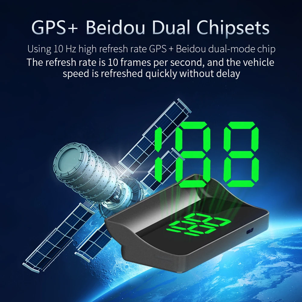 אוניברסלי לרכב האד GPS תצוגה עילית מד מהירות מד מרחק המכונית דיגיטלית מהירות החלפת קילומטר/שעה הראש הירוק התצוגה - 4