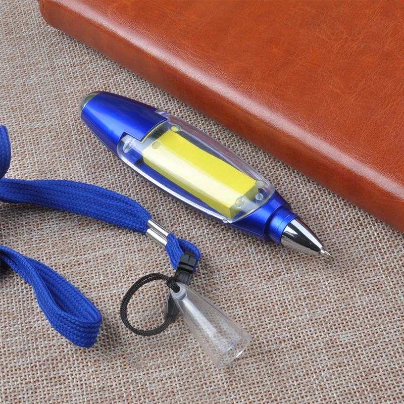 1 יח 'עט כדורי מנורת LED תותח נייר מדבקה Memo Pad פלסטיק עט רב תכליתי למשרד ביה