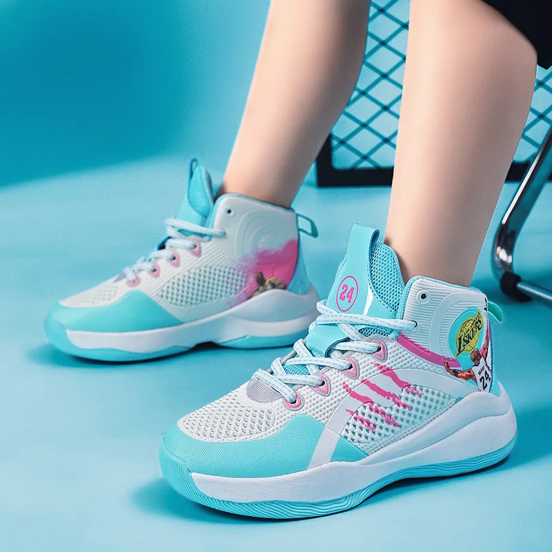 חם מכירה בנים מותג נעלי כדורסל לילדים נעלי ספורט הבלעדי החלקה ילדים נעלי ספורט הילד הילד סל מאמן נעליים - 4