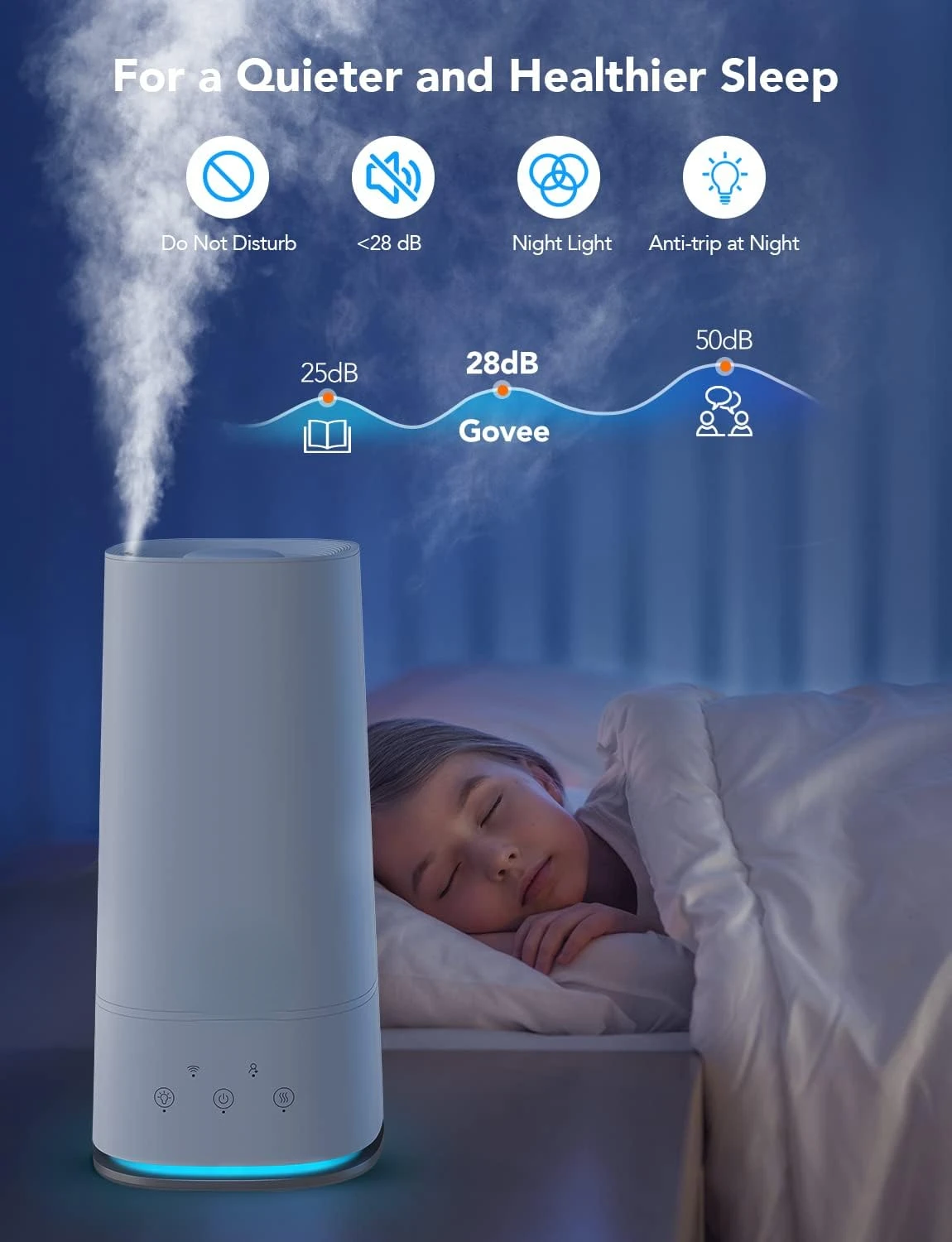 חכם האדים עבור חדר השינה עם מדדי לחות מדחום, WiFi קול & שלט רחוק, העליון למלא הקרירים האדים ב Ess - 4