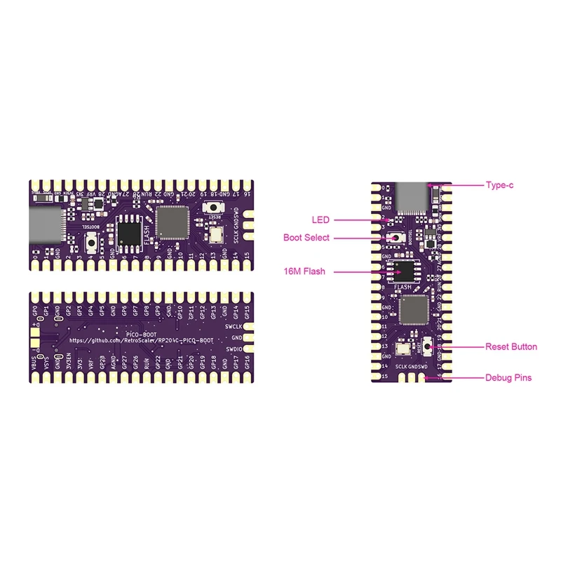 עבור פטל Picoboot לוח RP2040 Dual-Core Arm Cortex-M0+מעבד 264KB SRAM+16MB זיכרון פלאש פיתוח המנהלים. - 4
