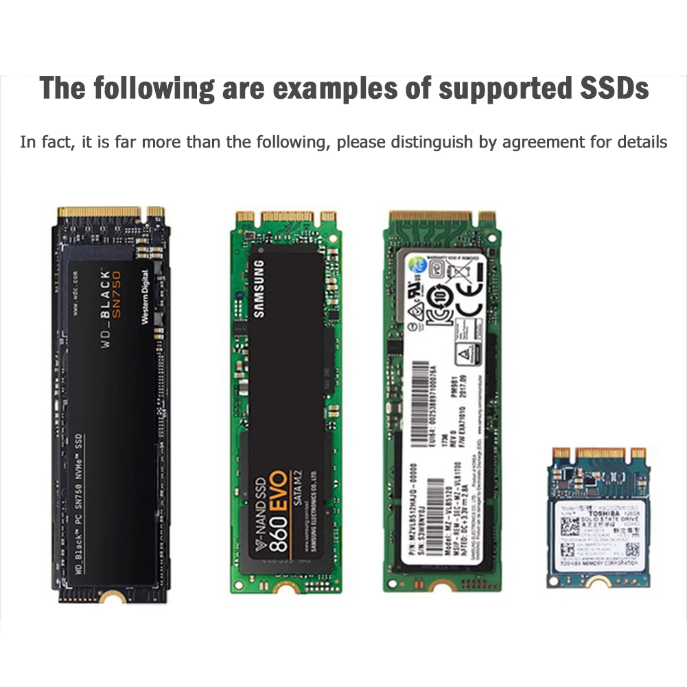 M. 2 ל-USB 3.1 SSD מתאם מ. 2 NVME PCIe SATA כפול פרוטוקול SSD לוח 2230 2242 2260 2280 NVME SATA M. 2 SSD כרטיס מתאם - 4