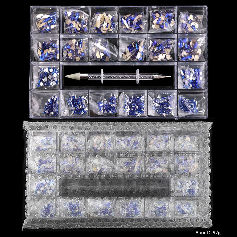 1Box מעורב מבריק כחול קריסטל 3D אמנות ציפורן ריינסטון קישוטי יהלומים תכשיטי זכוכית מניקור עיצוב אביזרים אספקת - 4