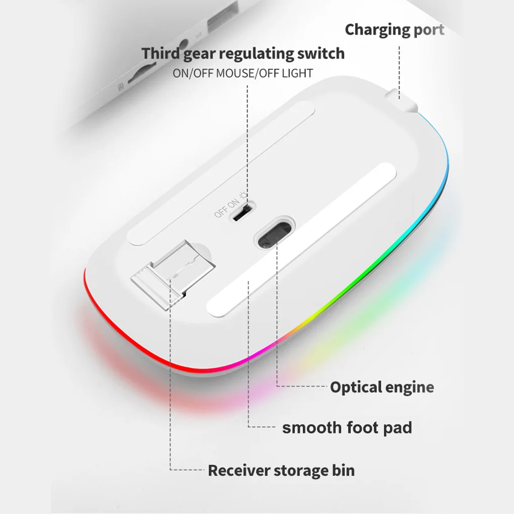 המחשב 2 4Ghz שקט עכבר אלחוטי USB 1600DPI נהג-בחינם אופטי עכברים עובד במשרד נסיעות נייד לבן - 4