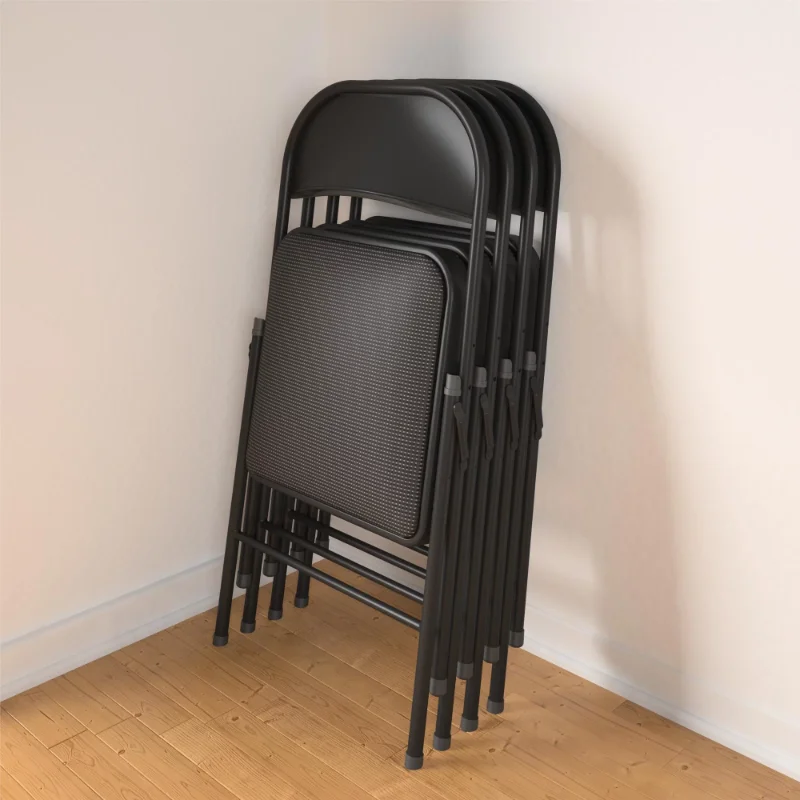 מעמודי התווך בד מרופד כיסא מתקפל, שחור, 4 לספור מרפסת ריהוט קש הכיסא ריהוט קש - 4