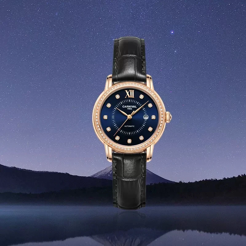 קרנבל אופנה חדשה זירקון חיוג אוטומטי מכאני שעון נשים מזדמן לצפות Relojes Mujer נשים שעוני יד שמלת ילדה השעון - 4