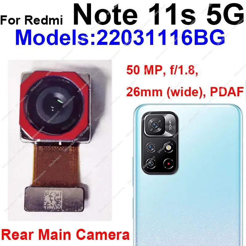 קדמי אחורי מצלמה ראשית Xiaomi Redmi הערה 11S 4G 11S 5G חזרה לפני Selfie קטן מול המצלמה גדול להגמיש כבלים חלקים - 4