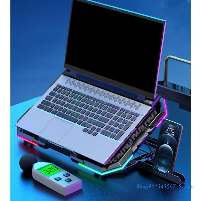 משטח קירור למחשב נייד מחשב משחקים סטנד מחשב נייד עמוד קמה עם 6 מאוורר זרוק משלוח - 4