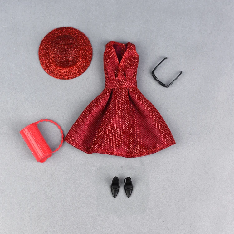 שמלות בובת ייחודי האדום בשמלת ערב להגדיר עבור 29cm בובות שמלות ערב בגדי 1/6 BJD בובה מתנה בובה אביזרים - 4