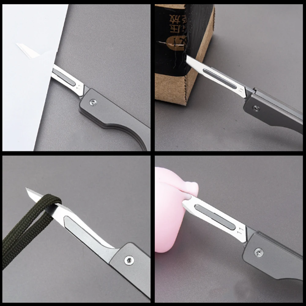 חדש סגסוגת טיטניום אזמל סכין מתקפלת סכין בכיס מס ' 11 כירורגית להב חד, סכין חיתוך מפתח סכין נייד קטן כלי - 4