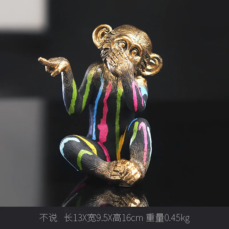 נורדי יצירתי מודל החיה פיסול קישוטים סלון מרפסת בר קפה טיפת מים צבע קוף חמוד כיף שרף - 5