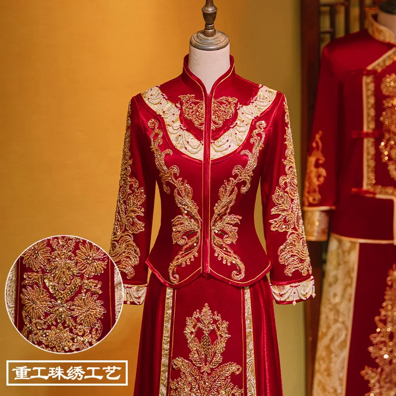 חדש סינית מסורתית שמלת רקמת חרוזים אירועים גבוה Quaity קלאסי Cheongsam סין צ ' יפאו הגומי для восточных - 5