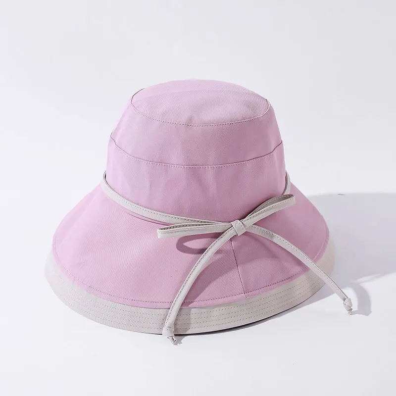 יפנית קוריאנית נשים דייג כובע 2023Summer קרם הגנה תחרה קשת התאמת צבע חוף השמש כובע אופנה פשוטה חיצונית כובעי פנמה - 5