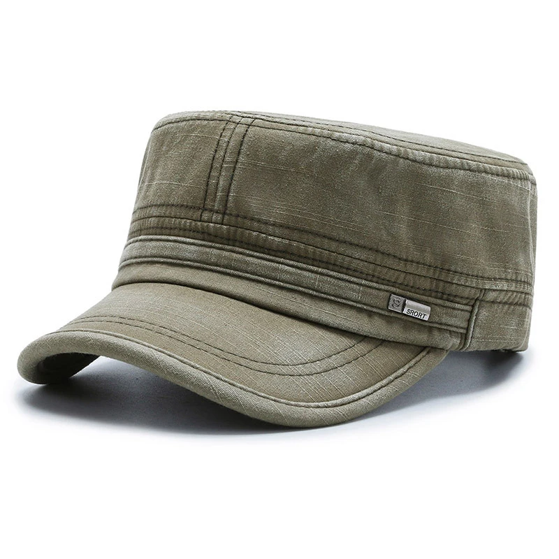 הצבא כובע Mens רטרו כובע כותנה שטף כובע שטוח כובע נייטרלי כובע מסוגנן מזג פשטות זקן כובע משובח אוניברסלי - 5