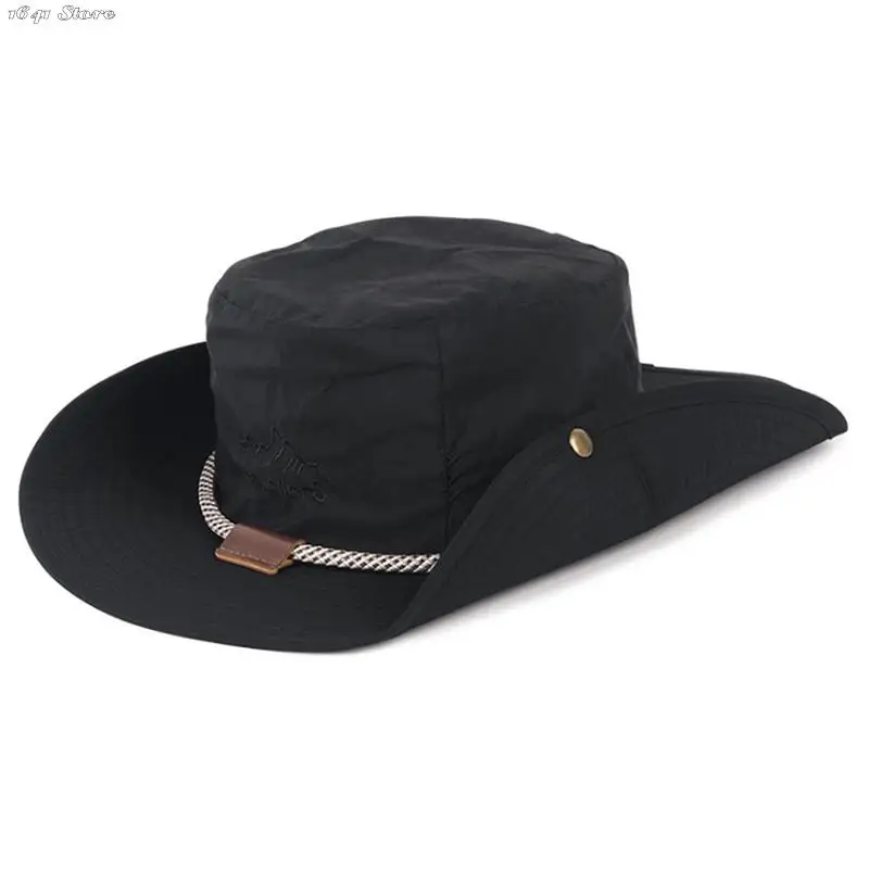 דייג הכובע של גברים, נשים, קיץ לנשימה קרם הגנה כובע חיצוני קמפינג לטיפוס הרים, דיג כובע המערבי כובע בוקרים - 5