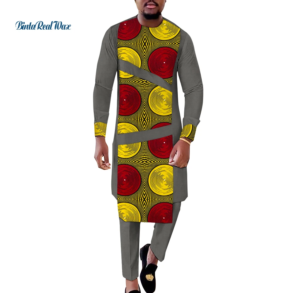 אפריקה שני חלקים תלבושות עבור אנשים שמציירים Africaines גלימות גודל פלוס חולצות מכנסיים שבט אפריקאי שמלות מודרניות WYN1742 - 5