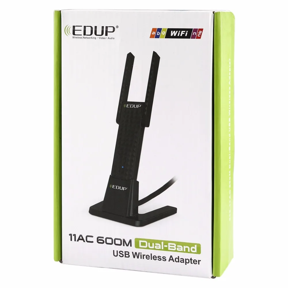 EDUP EP-AC1631 600Mbps Dual Band 11AC USB אלחוטי מתאם WiFi כרטיס רשת עם 2 אנטנות & בסיס עבור מחשב נייד / מחשב - 5