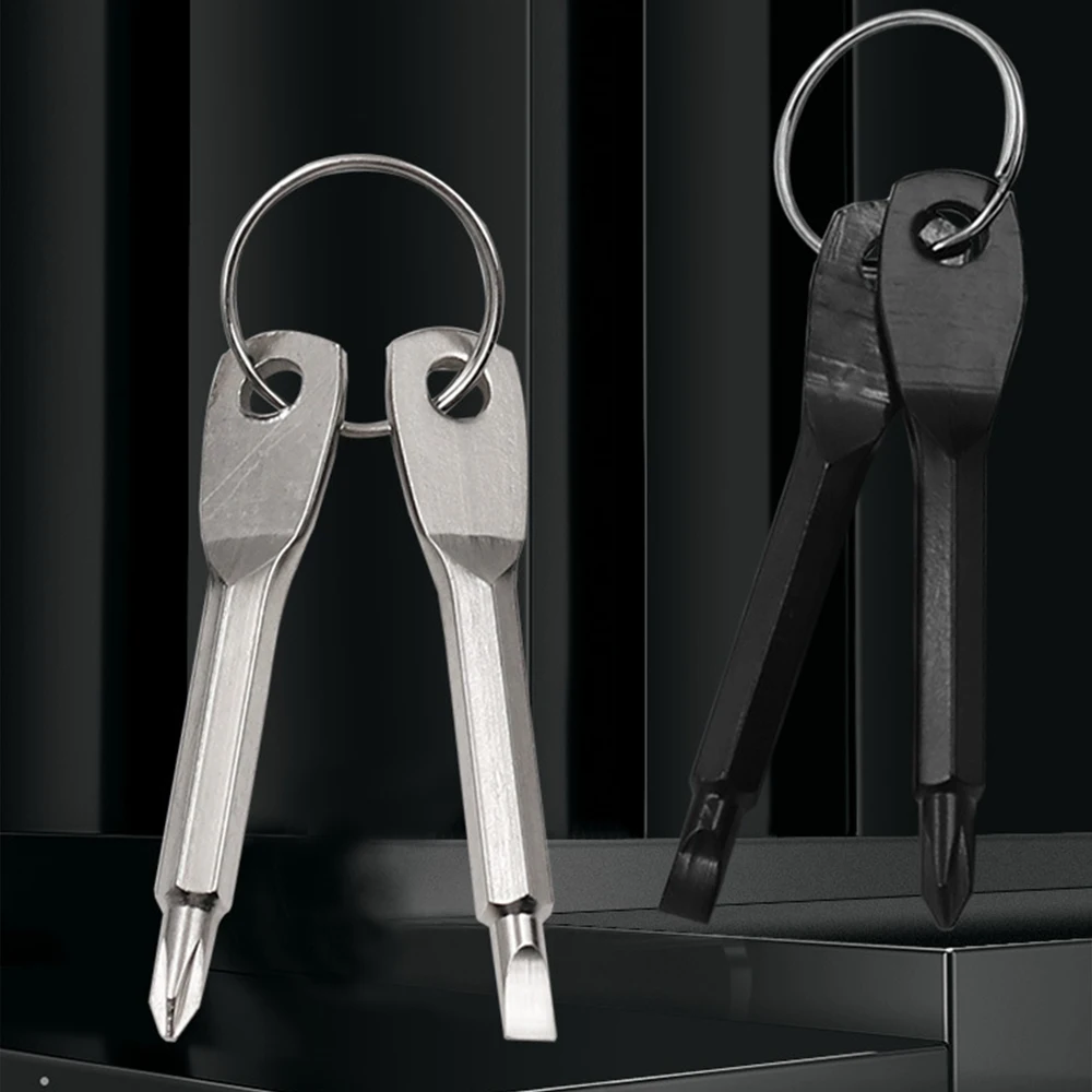 נייד המפתח מברג סט כלי עם מפתח טבעת נירוסטה חיצונית רב תכליתי מיני מחזיק מפתחות בכיס תיקון כלי ביד - 5
