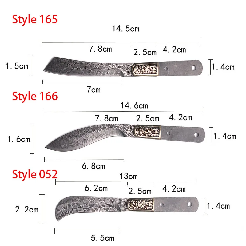 Dropship דמשק פלדה חד Diy הסכין החסר נירוסטה קבוע להב הסכין Billets חלקים קמפינג הישרדות ישר סכינים - 5