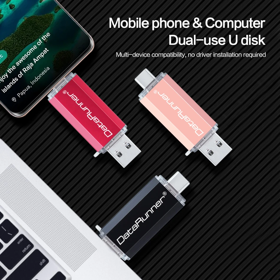 DataRunner כונן הבזק מסוג USB 32GB כונן עט השתלמות מקל USB 2.0 128GB עבור סוג C אנדרואיד/מחשב 64GB 16GB 8GB Memoria USB Pendrive - 5