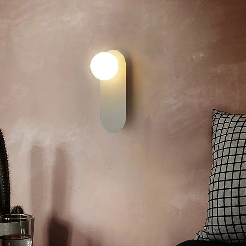 נורדי LED מנורת קיר זכוכית מינימליסטי כתום פמוטי קיר חדר השינה, הסלון למסדרון קישוט אסתטי גופי תאורה - 5
