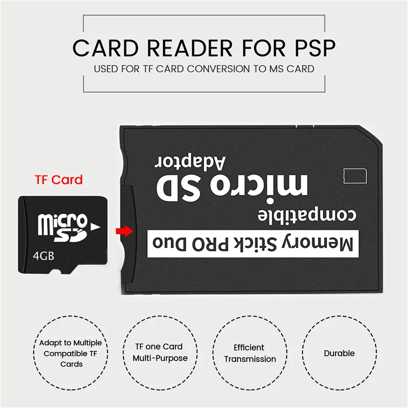 Memory Stick Pro Duo מיני MicroSD TF MS מתאם SD, SDHC Card Reader עבור Sony & PSP סדרה - 5