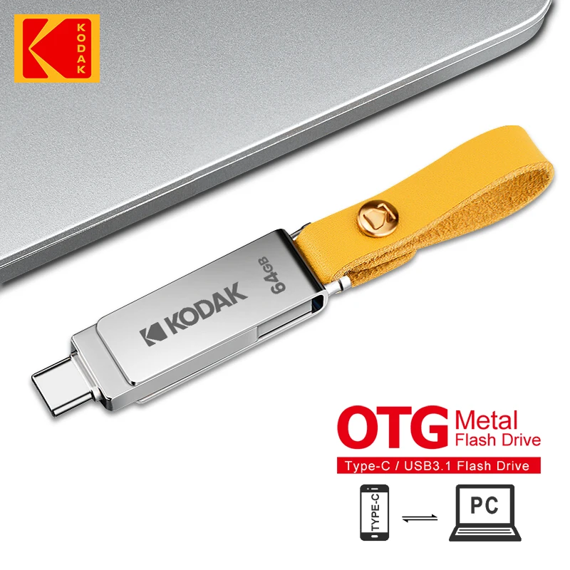 קודאק OTG USB פלאש כונן 128GB סוג C Pendrive K243C מתכת USB3.1 64GB 132GB 2 ב-1 U-דיסק Landyard על מקשי הטלפון החכם הנייד - 5