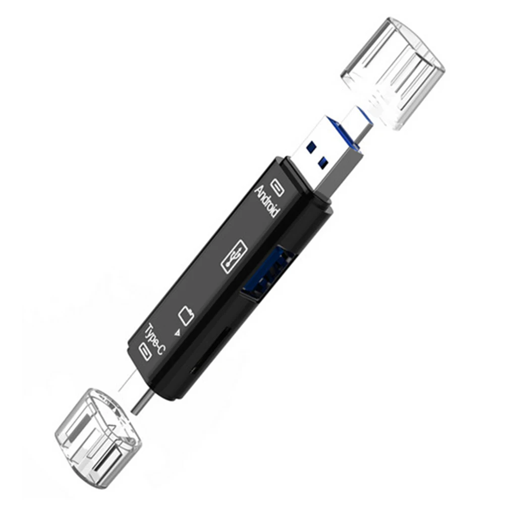 5 ב 1 USB3.1 קורא כרטיסים נייד USB Type-C 3.1 מיקרו USB חיצוני מיקרו כרטיס זיכרון SD קורא כרטיסי TF מיקרו SD מתאם OTG - 5