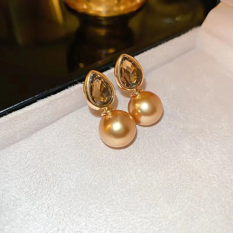 קוריאה חמודה פרל עגילים לנשים יוקרה צבע זהב טיפת מים הצורה להשתלשל עגילי החתונה הצהרה תכשיטי אופנה - 5